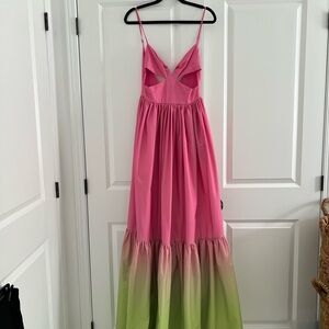 Sau Lee Nova Gown Pink Chartreuse Ombré - Size 4